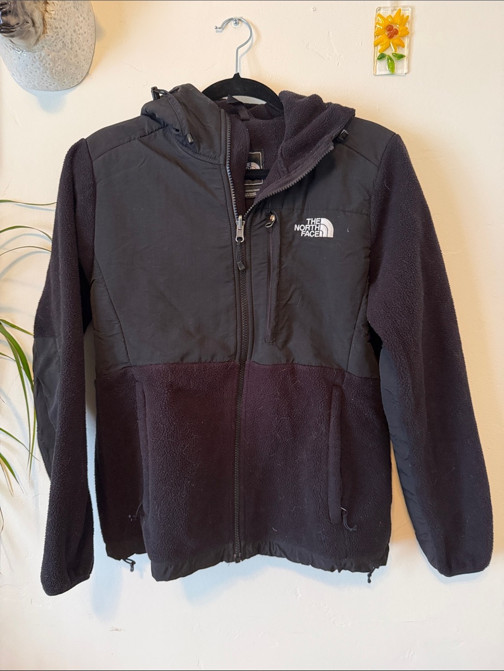 The North Face Kids Black Hooded Fleece Puffer Jacket